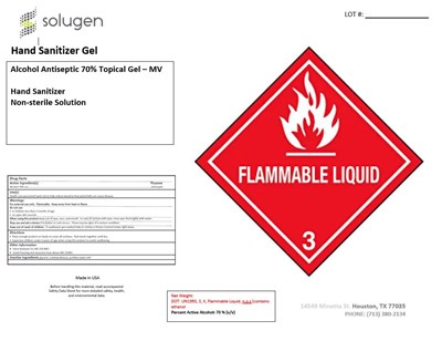 18927000 ml label NDC 71158-005-01 - EtOH 70 Gel MV Front